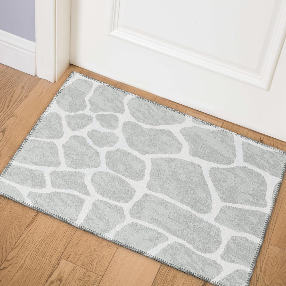 Safari Grey Animal Animal Print 1'8" x 2'6" Accent Rug Grey ASF34