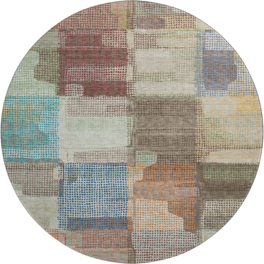 Luxury Washable Indoor/Outdoor Ravenna Putty 8' x 8' Round Rug