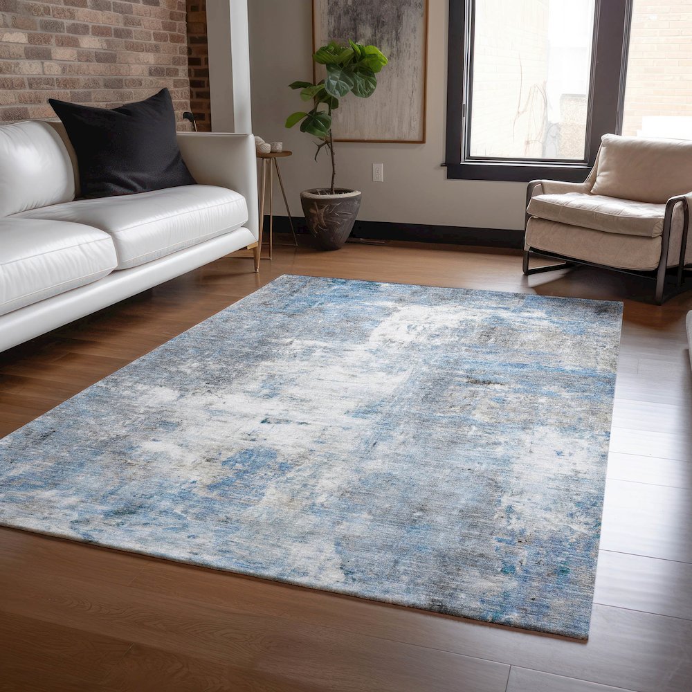 Luxury Washable Indoor/Outdoor Ravenna Blue 2'6" x 3'10" Rug