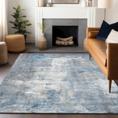 Luxury Washable Indoor/Outdoor Ravenna Blue 2'6" x 3'10" Rug