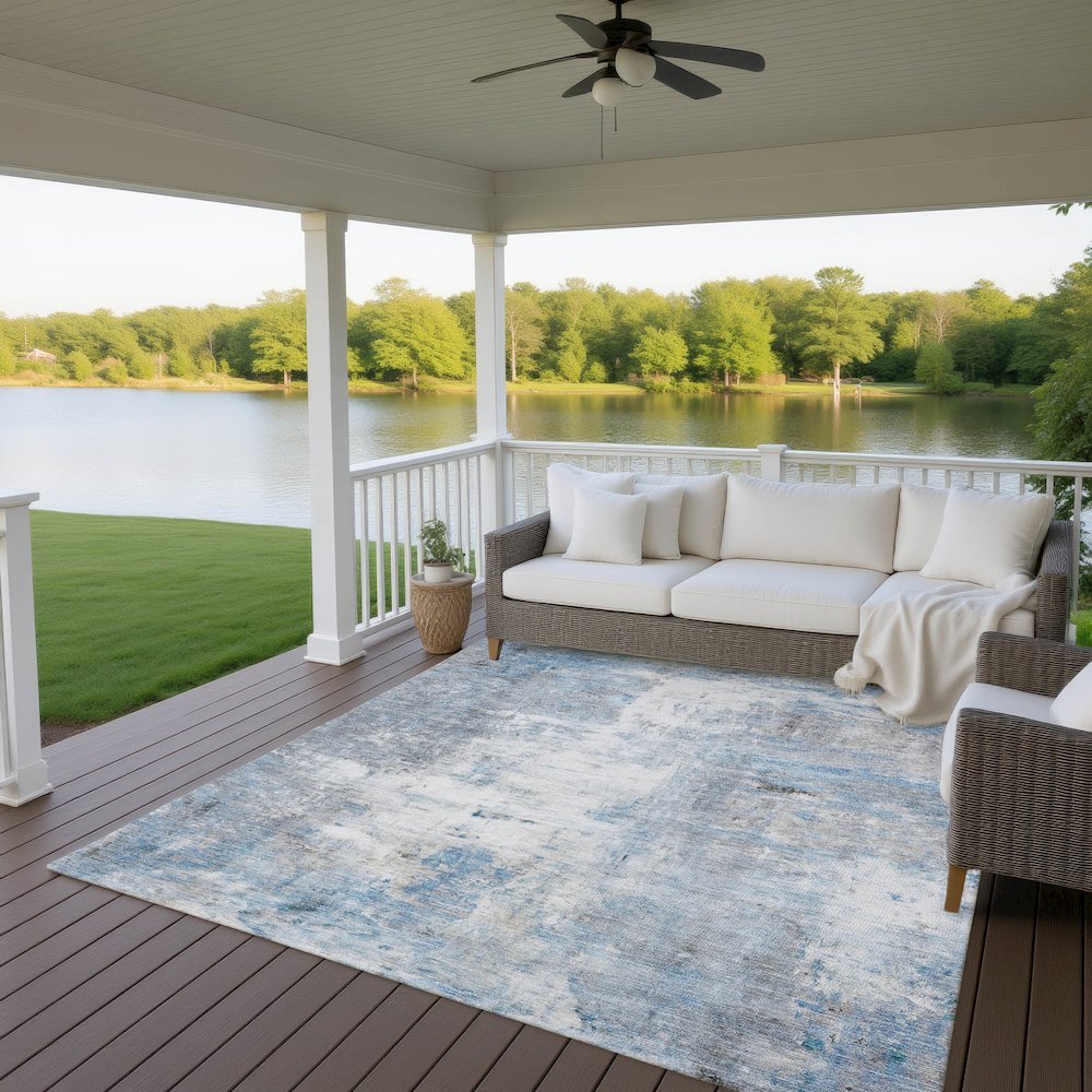 Luxury Washable Indoor/Outdoor Ravenna Blue 2'6" x 3'10" Rug