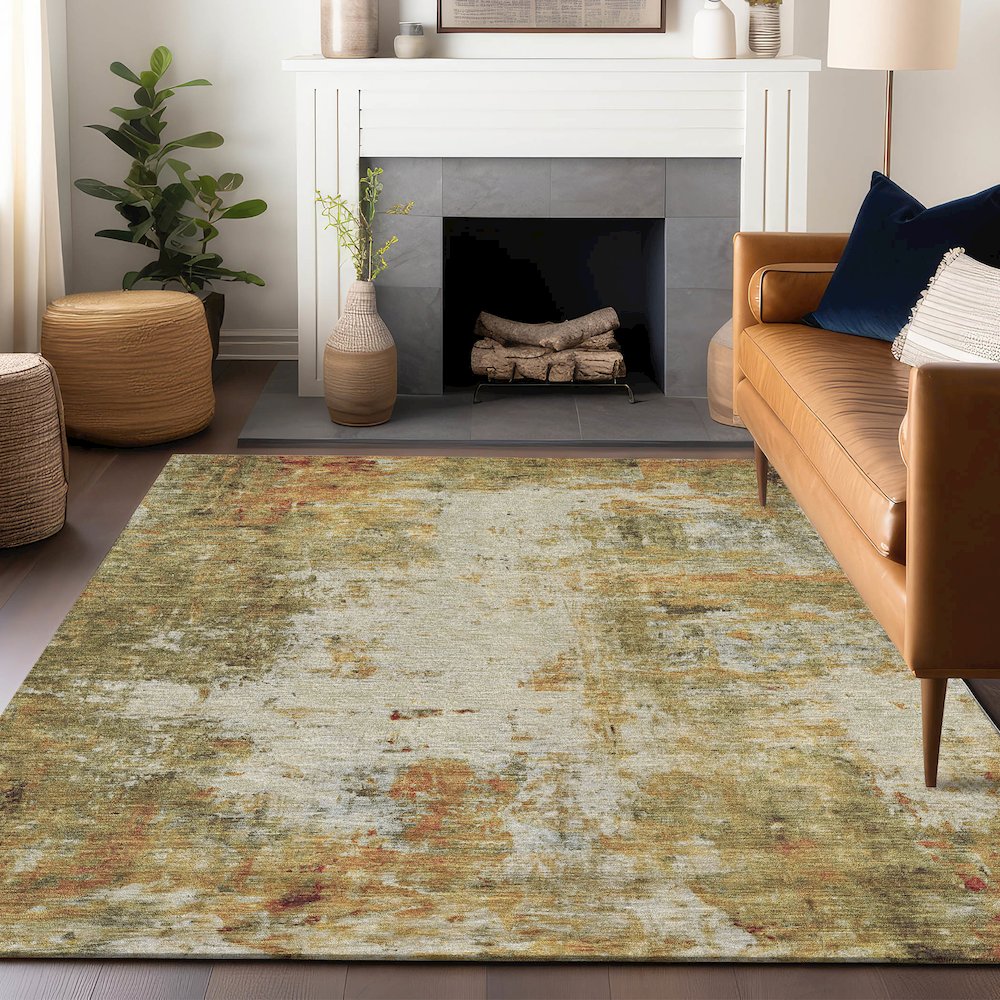 Luxury Washable Indoor/Outdoor Ravenna Olive 2'6" x 3'10" Rug