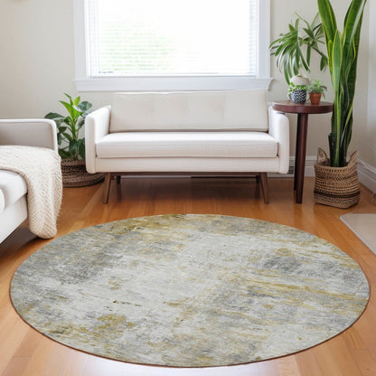 Luxury Washable Indoor/Outdoor Ravenna Taupe 8' x 8' Round Rug