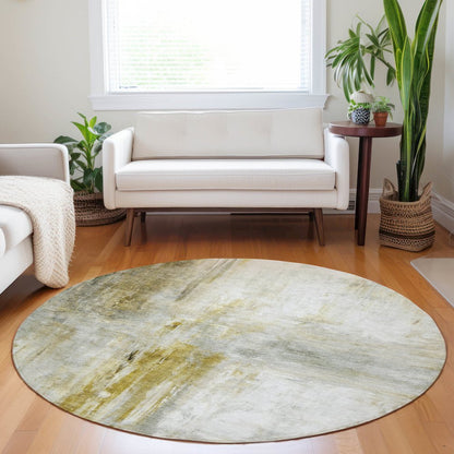 Luxury Washable Indoor/Outdoor Ravenna Taupe 8' x 8' Round Rug