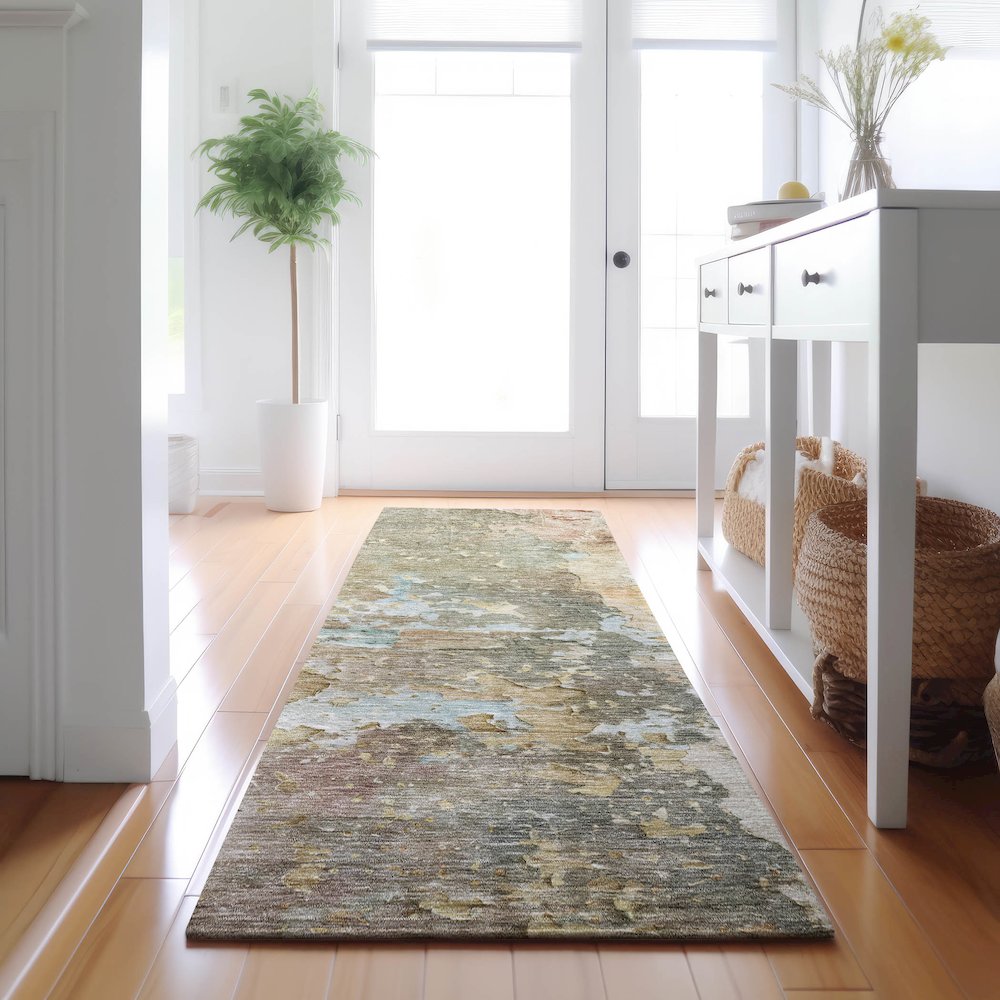 Luxury Washable Indoor/Outdoor Ravenna Brown 2'3" x 7'6" Runner Rug