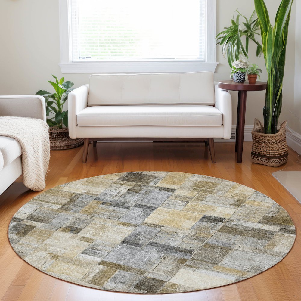 Luxury Washable Indoor/Outdoor Ravenna Granite 8' x 8' Round Rug