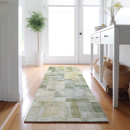 Luxury Washable Indoor/Outdoor Ravenna Sage 2'3" x 7'6" Runner Rug
