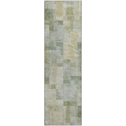 Luxury Washable Indoor/Outdoor Ravenna Sage 2'3" x 7'6" Runner Rug