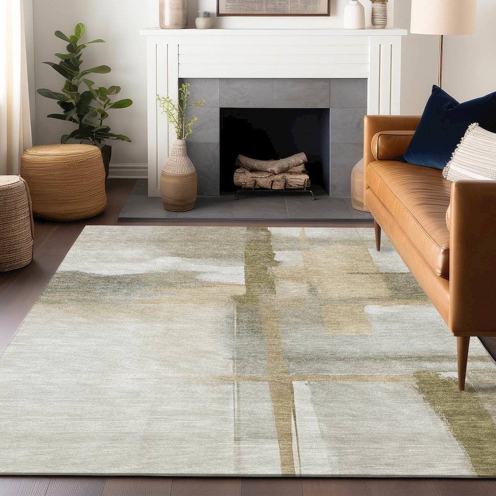 Luxury Washable Indoor/Outdoor Ravenna Putty 2'6" x 3'10" Rug