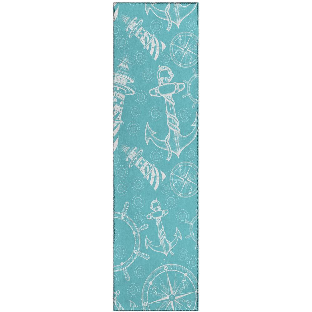 Indoor/Outdoor Harpswell AHP39 Seaglass Washable 2'3" x 7'6" Runner Rug