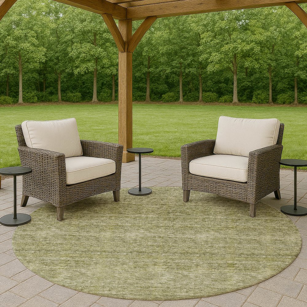 Luxury Washable Indoor/Outdoor Soft Essentials SE1 Green 8' x 8' Rug
