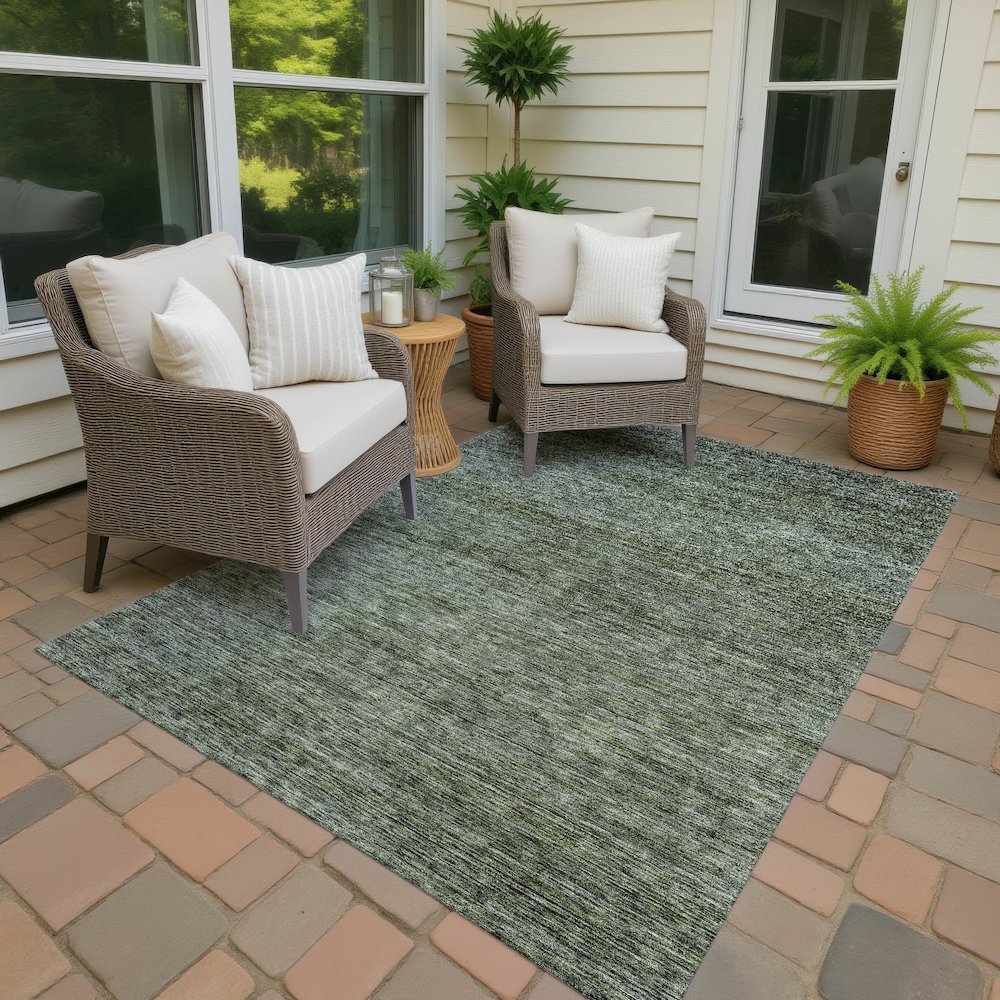 Luxury Washable Indoor/Outdoor Soft Essentials SE1 Green 1'8" x 2'6" Rug