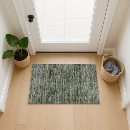 Luxury Washable Indoor/Outdoor Soft Essentials SE1 Green 1'8" x 2'6" Rug