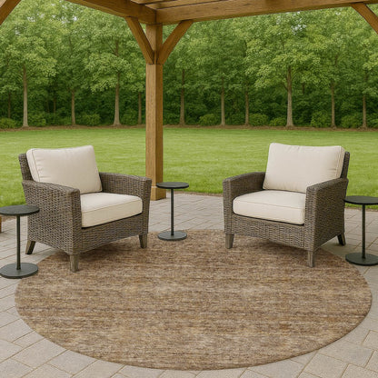 Luxury Washable Indoor/Outdoor Soft Essentials SE1 Brown 8' x 8' Rug