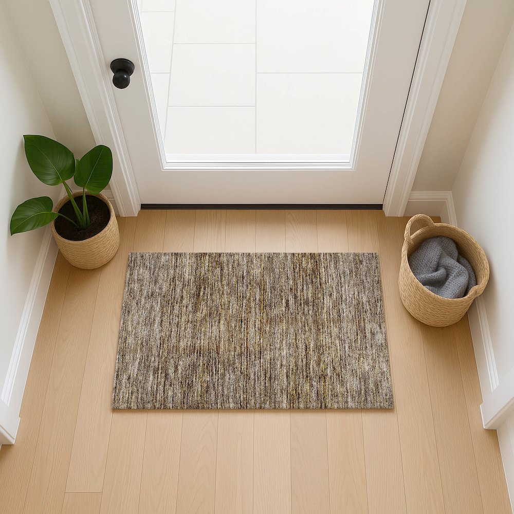 Luxury Washable Indoor/Outdoor Soft Essentials SE1 Brown 1'8" x 2'6" Rug