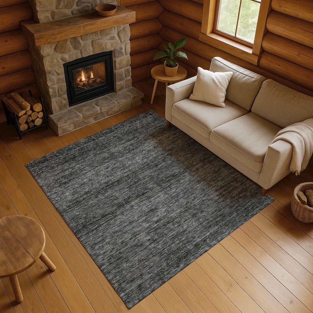 Luxury Washable Indoor/Outdoor Soft Essentials SE1 Gray 2'6" x 3'10" Rug