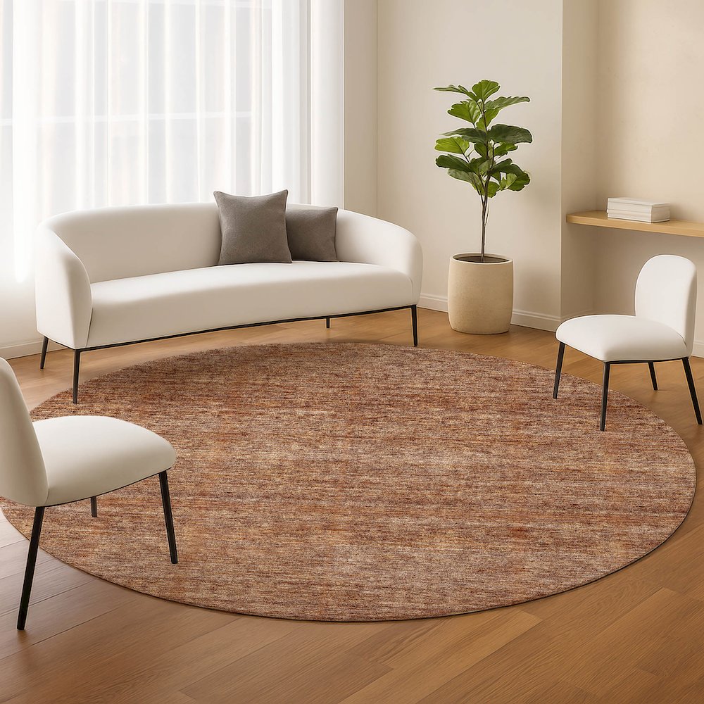 Luxury Washable Indoor/Outdoor Soft Essentials SE1 Orange 8' x 8' Rug