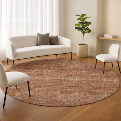 Luxury Washable Indoor/Outdoor Soft Essentials SE1 Orange 8' x 8' Rug