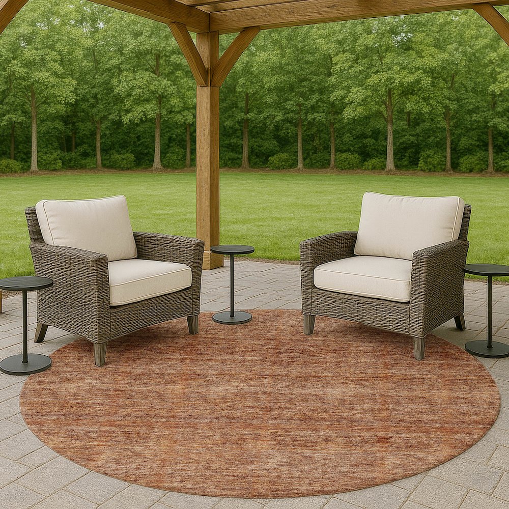 Luxury Washable Indoor/Outdoor Soft Essentials SE1 Orange 8' x 8' Rug
