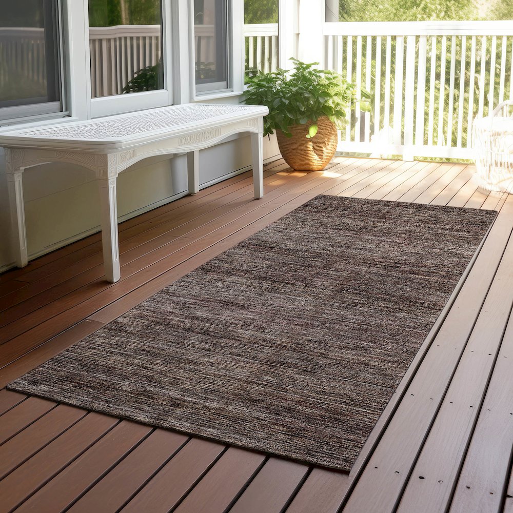 Luxury Washable Indoor/Outdoor Soft Essentials SE1 Brown 2'3" x 7'6" Runner Rug