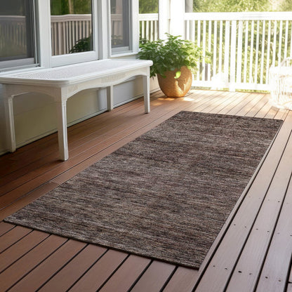 Luxury Washable Indoor/Outdoor Soft Essentials SE1 Brown 2'3" x 7'6" Runner Rug
