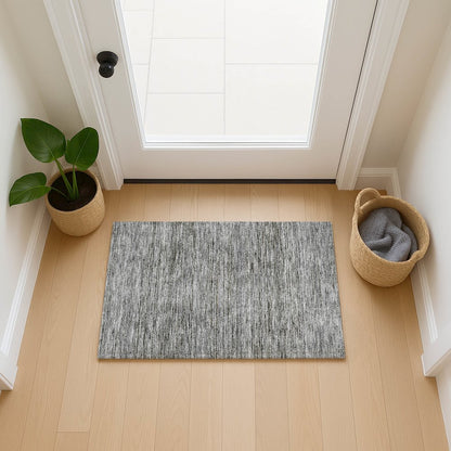 Luxury Washable Indoor/Outdoor Soft Essentials SE1 Gray 1'8" x 2'6" Rug