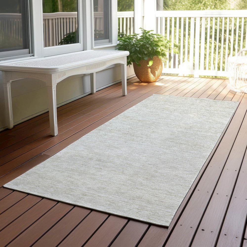 Luxury Washable Indoor/Outdoor Soft Essentials SE1 Ivory 2'3" x 7'6" Runner Rug