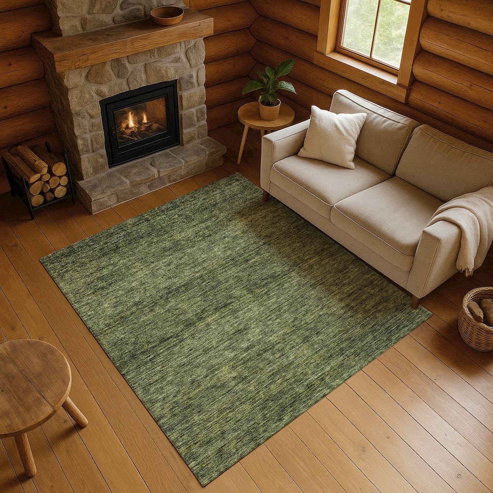 Luxury Washable Indoor/Outdoor Soft Essentials SE1 Green 2'6" x 3'10" Rug