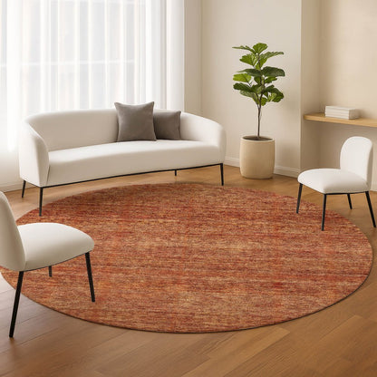 Luxury Washable Indoor/Outdoor Soft Essentials SE1 Orange 8' x 8' Rug
