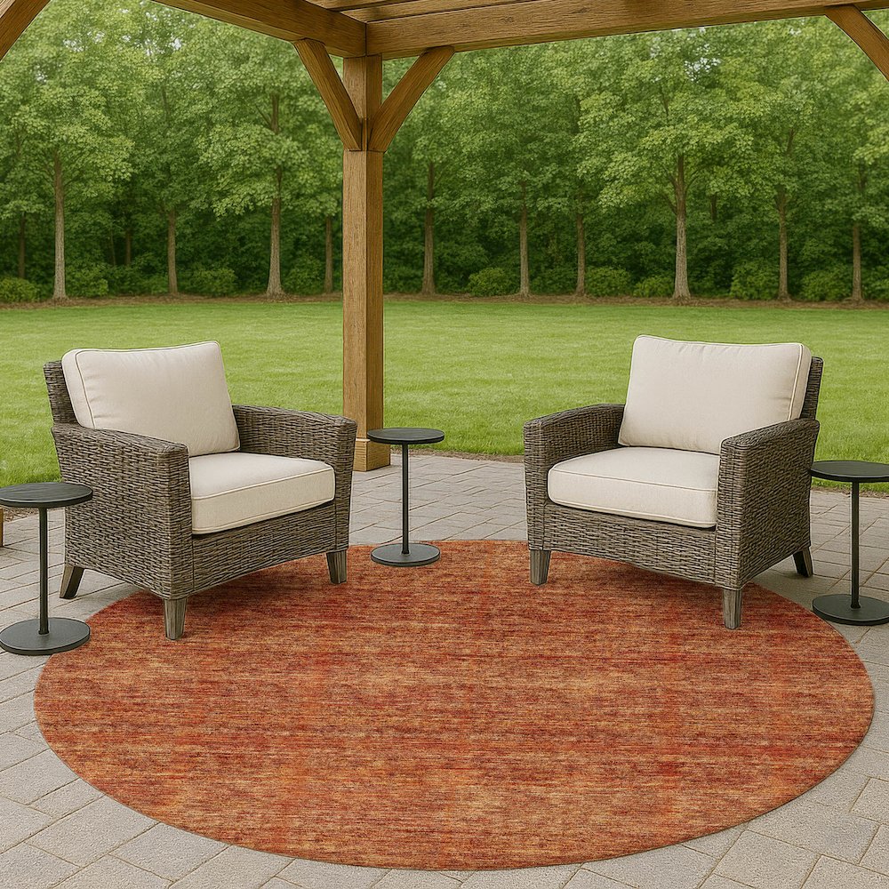 Luxury Washable Indoor/Outdoor Soft Essentials SE1 Orange 8' x 8' Rug