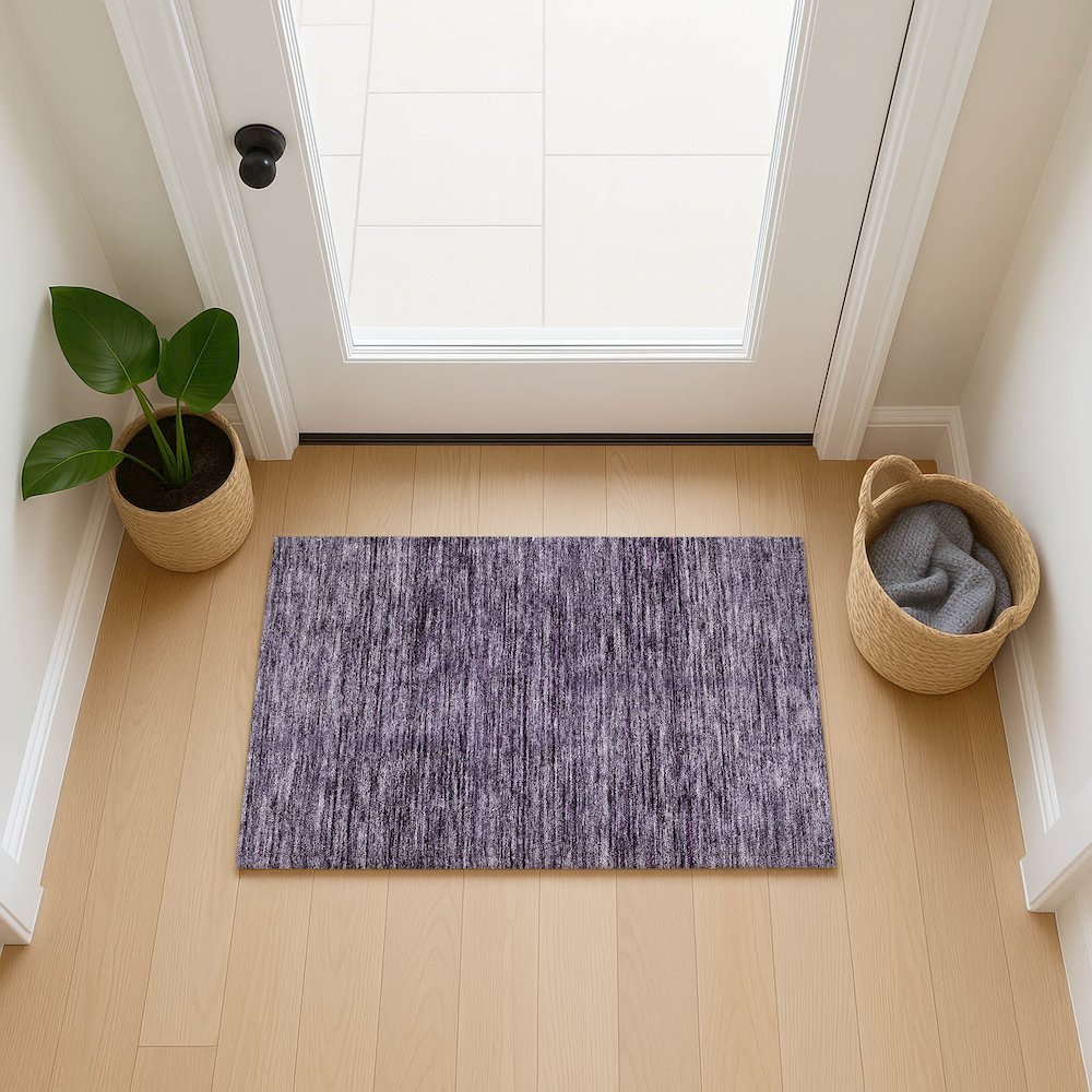 Luxury Washable Indoor/Outdoor Soft Essentials SE1 Purple 1'8" x 2'6" Rug