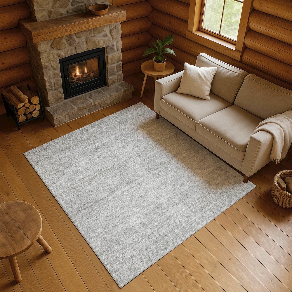 Luxury Washable Indoor/Outdoor Soft Essentials SE1 Gray 2'6" x 3'10" Rug