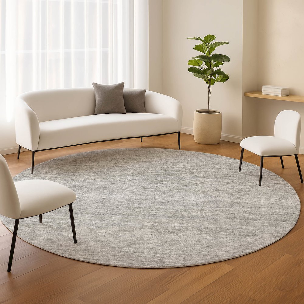 Luxury Washable Indoor/Outdoor Soft Essentials SE1 Gray 8' x 8' Rug