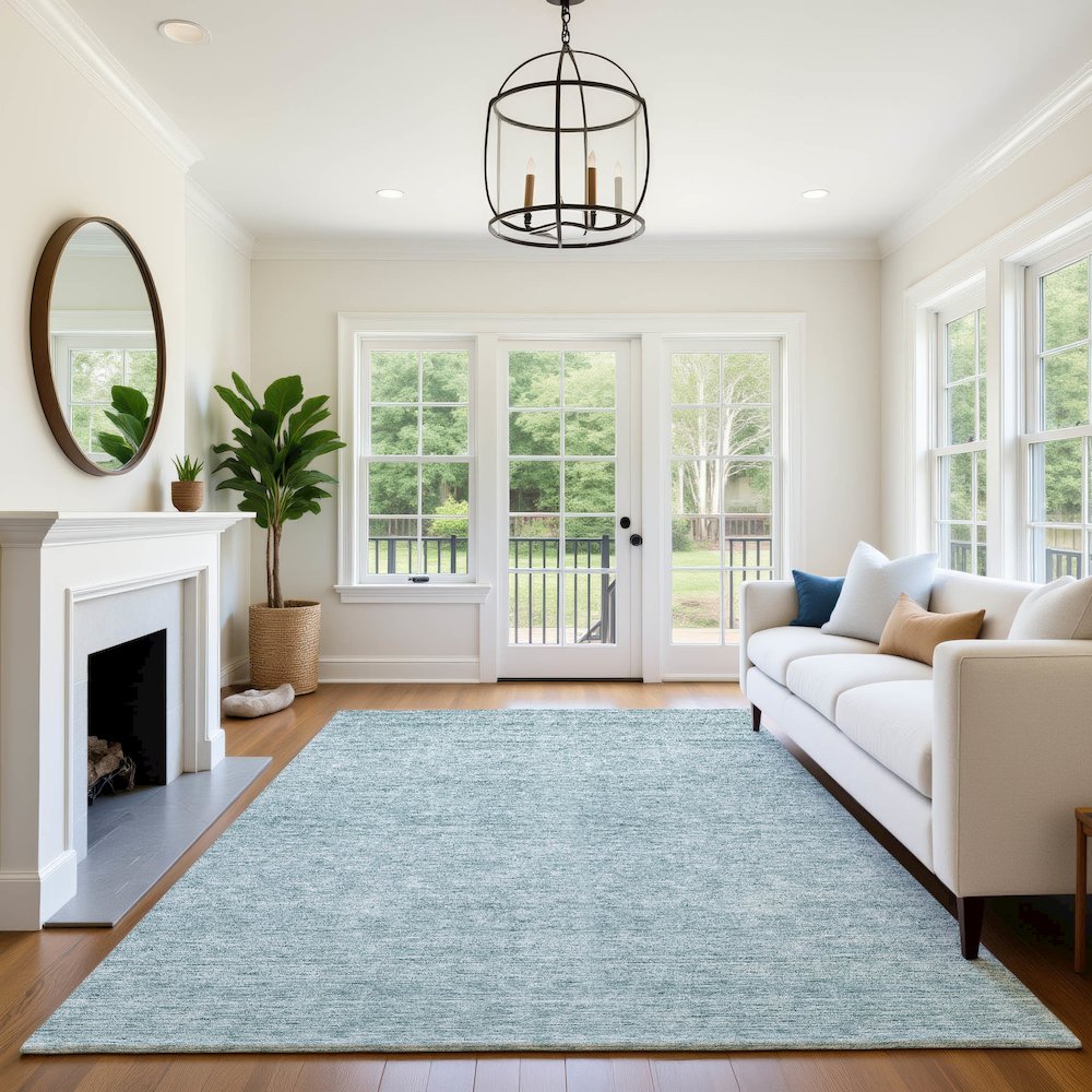 Luxury Washable Indoor/Outdoor Soft Essentials SE1 Blue 2'6" x 3'10" Rug