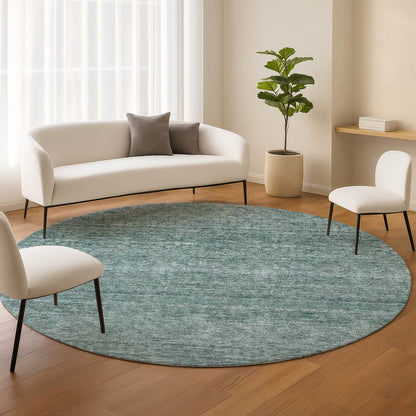 Luxury Washable Indoor/Outdoor Soft Essentials SE1 Teal 8' x 8' Rug