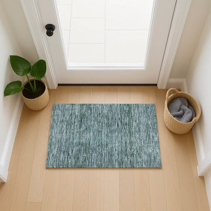 Luxury Washable Indoor/Outdoor Soft Essentials SE1 Teal 1'8" x 2'6" Rug