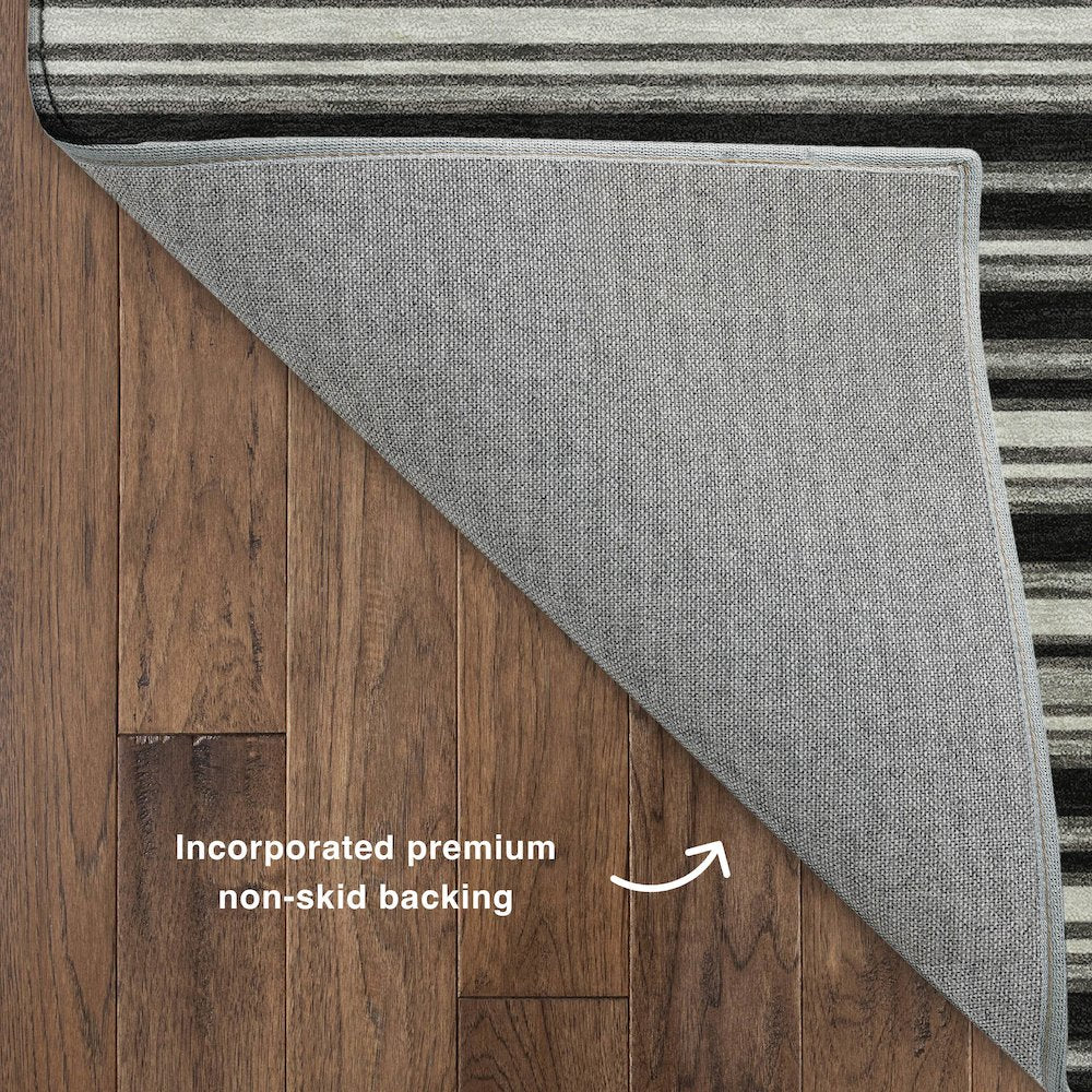 Luxury Washable Indoor/Outdoor Soft Essentials SE2 Black 1'8" x 2'6" Rug