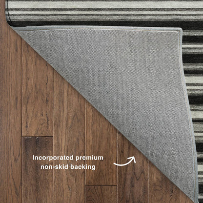 Luxury Washable Indoor/Outdoor Soft Essentials SE2 Black 1'8" x 2'6" Rug