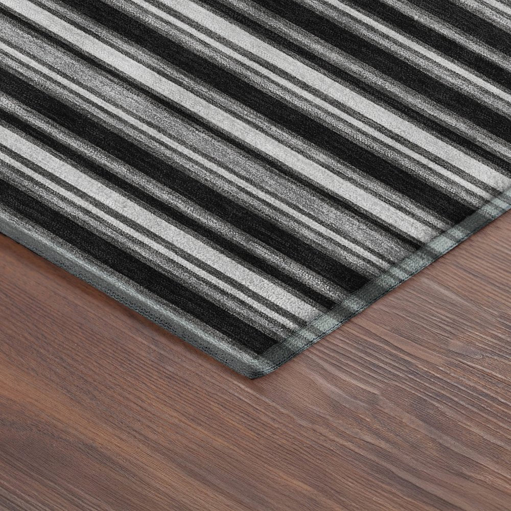 Luxury Washable Indoor/Outdoor Soft Essentials SE2 Black 1'8" x 2'6" Rug