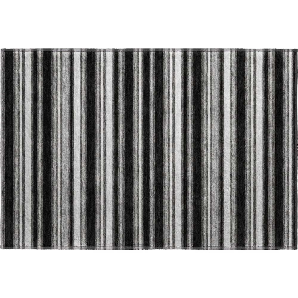 Luxury Washable Indoor/Outdoor Soft Essentials SE2 Black 1'8" x 2'6" Rug