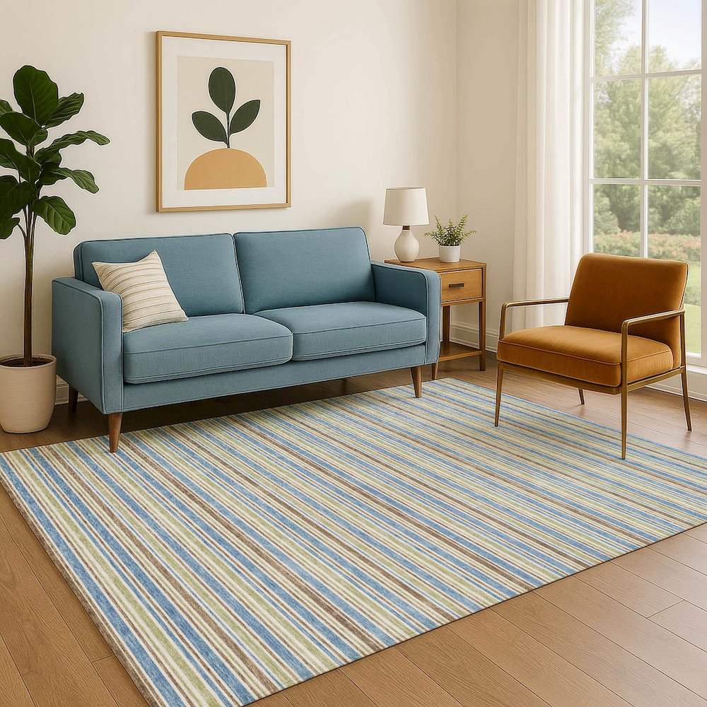 Luxury Washable Indoor/Outdoor Soft Essentials SE2 Blue 2'6" x 3'10" Rug