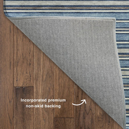 Luxury Washable Indoor/Outdoor Soft Essentials SE2 Blue 1'8" x 2'6" Rug