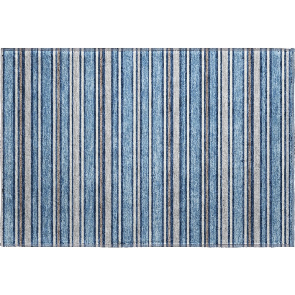 Luxury Washable Indoor/Outdoor Soft Essentials SE2 Blue 1'8" x 2'6" Rug
