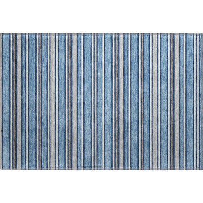 Luxury Washable Indoor/Outdoor Soft Essentials SE2 Blue 1'8" x 2'6" Rug