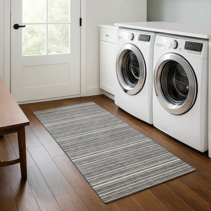 Luxury Washable Indoor/Outdoor Soft Essentials SE2 Gray 2'3" x 7'6" Runner Rug