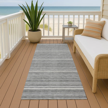 Luxury Washable Indoor/Outdoor Soft Essentials SE2 Gray 2'3" x 7'6" Runner Rug