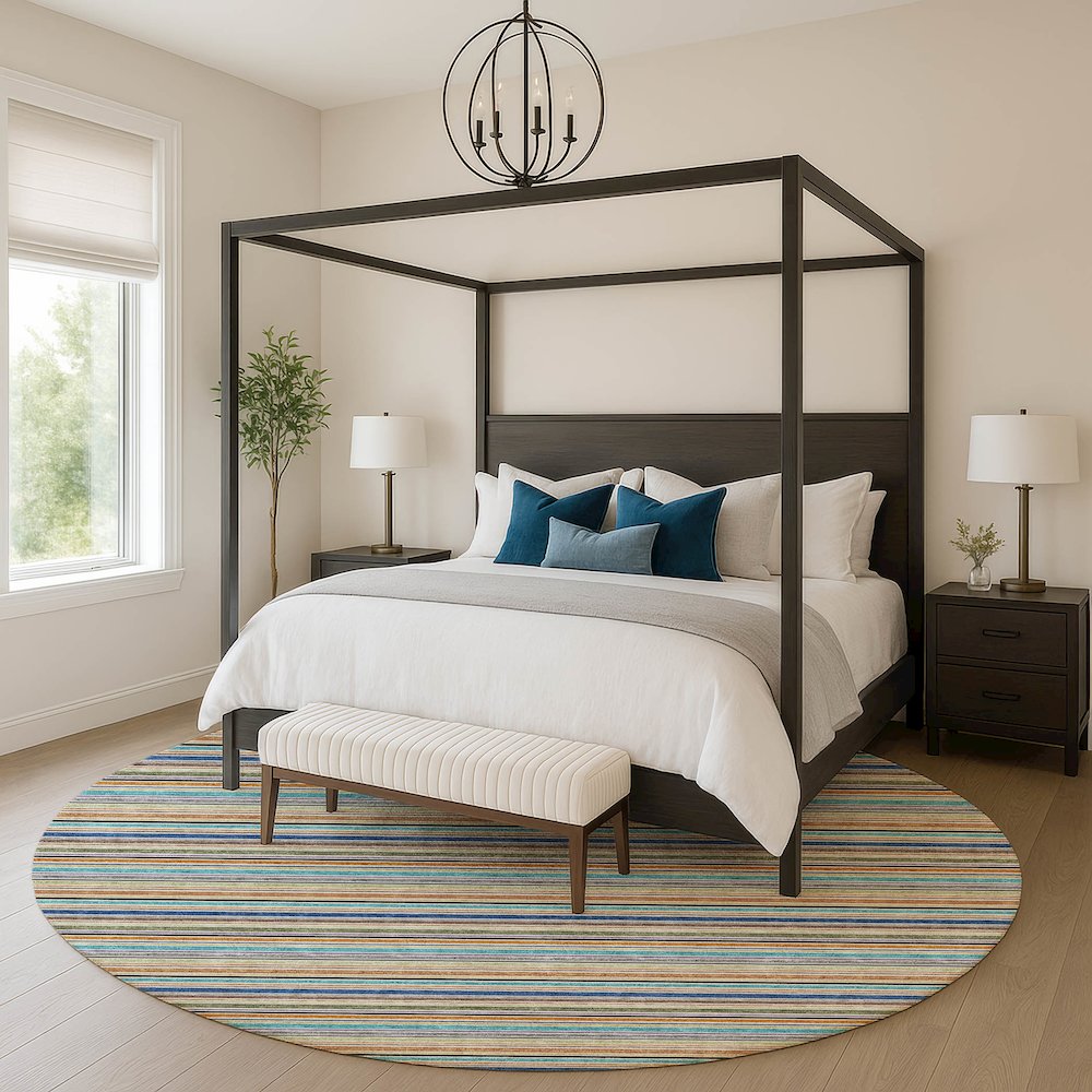 Luxury Washable Indoor/Outdoor Soft Essentials SE2 Multi 8' x 8' Rug
