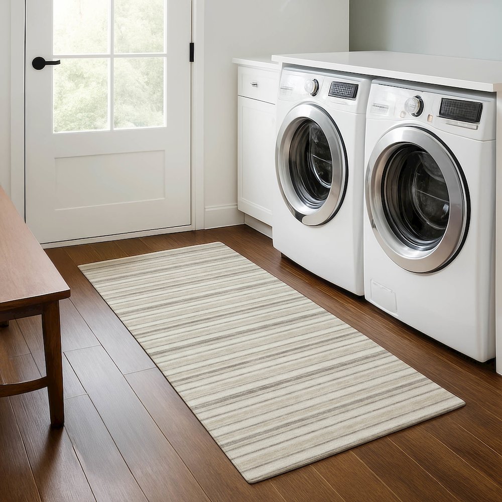 Luxury Washable Indoor/Outdoor Soft Essentials SE2 Ivory 2'3" x 7'6" Runner Rug