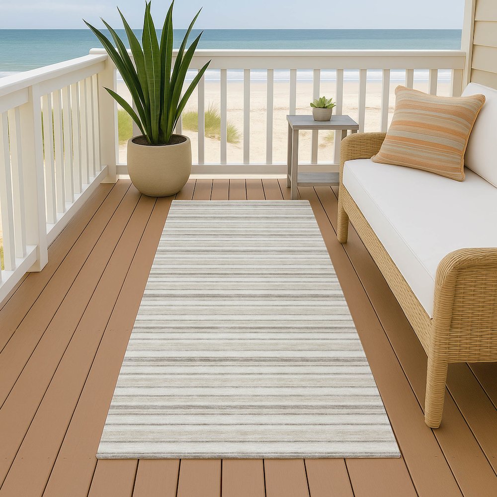 Luxury Washable Indoor/Outdoor Soft Essentials SE2 Ivory 2'3" x 7'6" Runner Rug