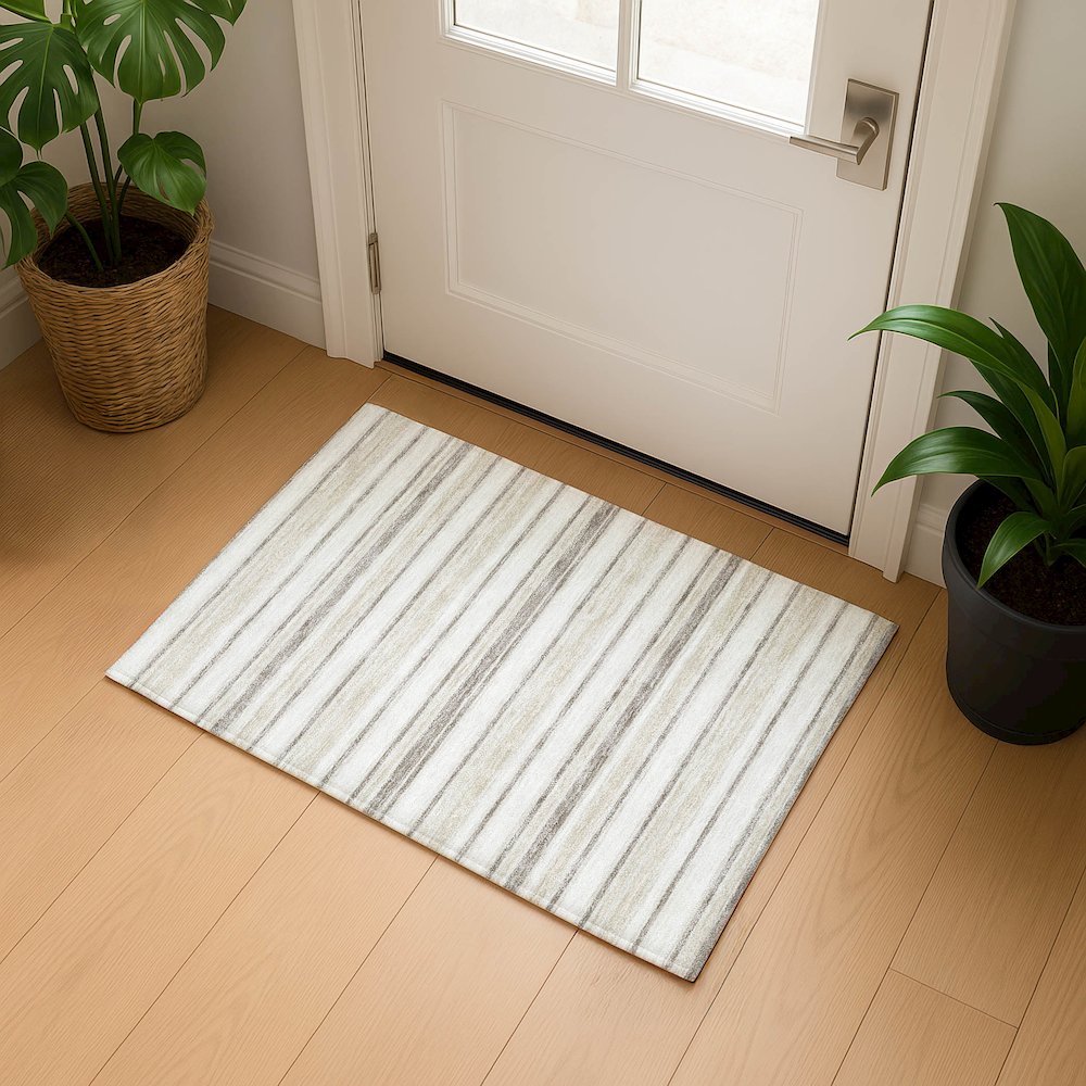 Luxury Washable Indoor/Outdoor Soft Essentials SE2 Ivory 1'8" x 2'6" Rug